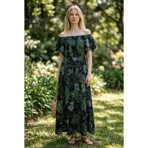 CUPSHE Women’s Tropical Leaf Dress – Size Large – Excellent Used Condition